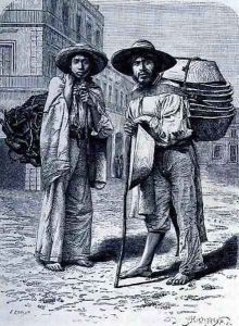 Charcoal and Batteas Vendors, from The Ancient Cities of the New World, by Claude-Joseph-Desire Charnay, engraved by Henri-Theophile Hildebrand 1824-97, pub. 1887