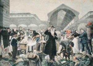 Soup Stand at Les Halles Market in the Morning, illustration from Le Petit Journal, 2nd March 1897, engraved by Fortune-Louis Meaulle 1844-1901 by Jean-Jacques Rousseau