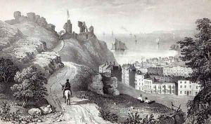 Hastings Castle from the Revd W. Wallingers Plantation, engraved by R. Martin by Thomas Ross