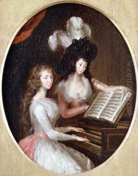 Lady Maria Tryphena Cockerell and Lady Charlotte Imhoff Making Music at a Harpsichord, c.1789 - view 1