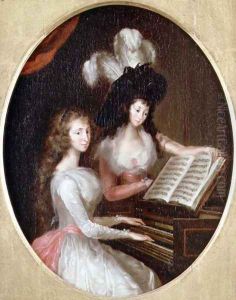 Lady Maria Tryphena Cockerell and Lady Charlotte Imhoff Making Music at a Harpsichord, c.1789 by Francesco Renaldi