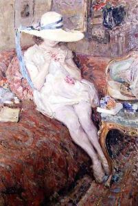 Young Girl in a Straw Hat, 1921 by Ernest Rocher
