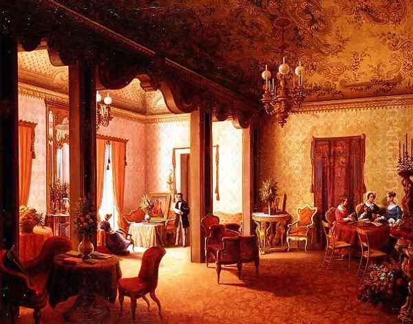 Interior of the Salon of Tsarina Alexandra in the Villa des Herzogs Serradifalco, Palermo - view 1