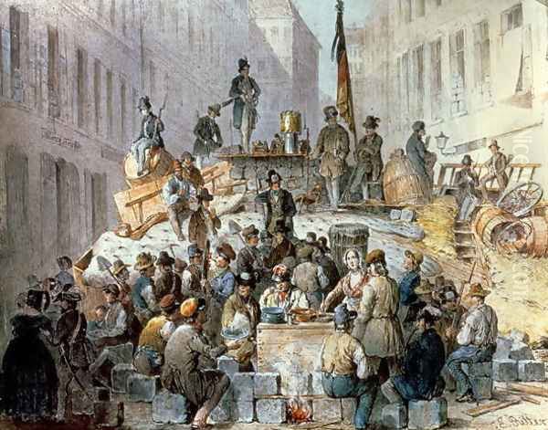 Barricades in Marzstrasse, Vienna, 1848 - view 1