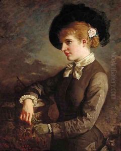 Portrait of a lady by a sundial by William Thomas Roden