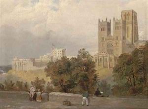 An artist sketching before Durham Cathedral by William Robinson