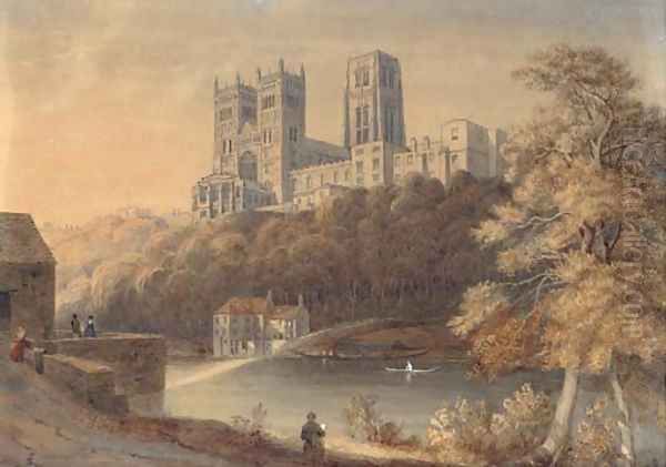An artist sketching before Durham Cathedral 2 - view 1