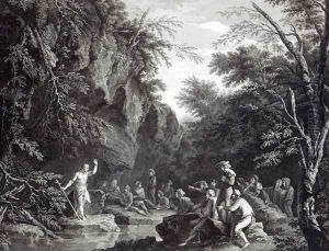Saint John preaching in the Wilderness, engraved by John Browne, 1768 by Salvator Rosa