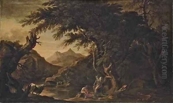 Argus, Io and Mercury in an extensive river landscape - view 1