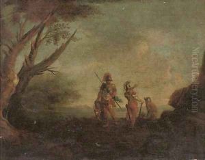 A landscape with three soldiers