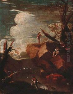 Banditti in a rocky landscape