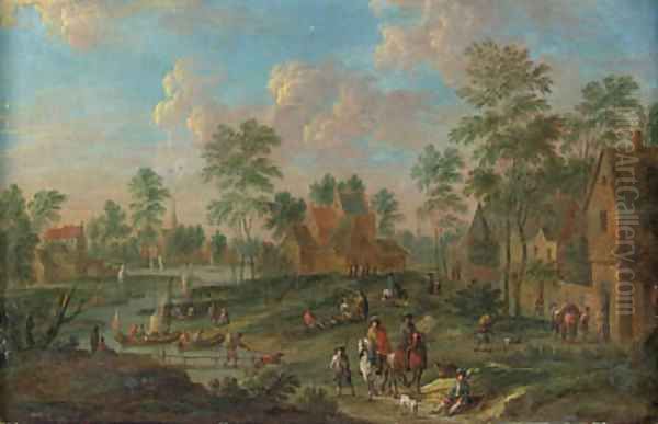 River Landscapes with Travellers in Villages - view 1