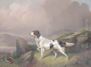 A setter in a moorland landscape by Colin Graeme Roe