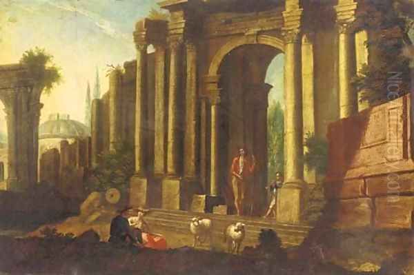 A capriccio of classical ruins with a shepherd and other figures - view 1