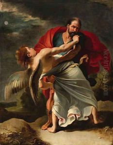 Jacob wrestling with the Angel by (studio of) Rubens, Peter Paul