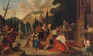A King With His Courtiers Worshipping Before A Statue by (studio of) Rubens, Peter Paul