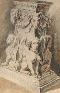 Design for a pedestal with harpies and ram's masks