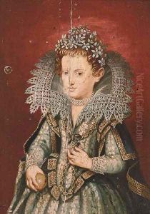 Portrait of a noblewoman, half-length, wearing a white lace ruff by (studio of) Rubens, Peter Paul