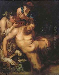 The Drunken Silenus attended by Bacchantes by (studio of) Rubens, Peter Paul