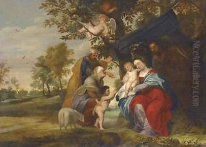 The Holy Family under an Apple Tree with Saints Elizabeth and Zacharaias and the Infant Baptist by (studio of) Rubens, Peter Paul