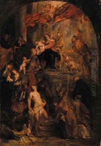 The Virgin and Child enthroned by (studio of) Rubens, Peter Paul