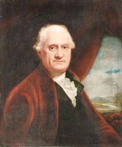 Portrait of a Gentleman, half length, in a red coat and white shirt by Sir Henry Raeburn