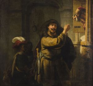 Samson threatening his father-in-law by Harmenszoon van Rijn Rembrandt