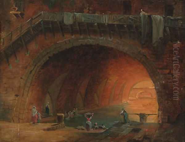 Washerwomen at an aqueduct - view 1