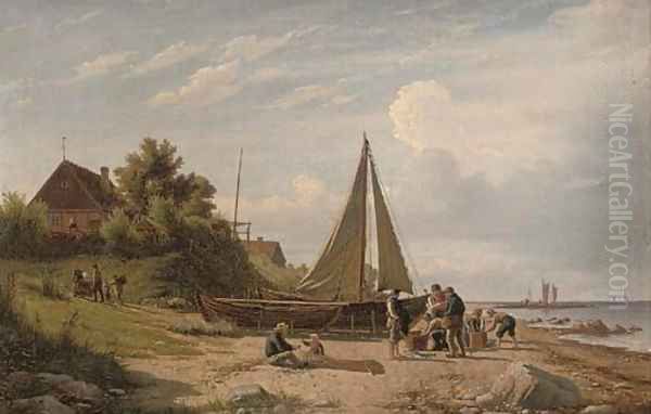 Selling fish on the shore - view 1