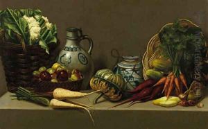 Still life with pottery and vegetable by Paul Rink