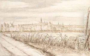 View of Gouda seen from the South East by Abraham Rutgers
