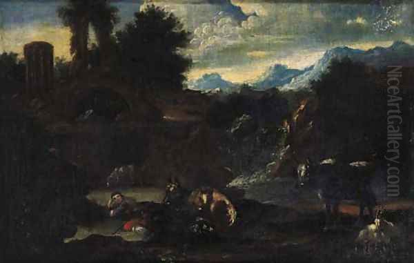 A shepherd resting in an Italianate landscape - view 1