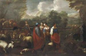 Rebecca and Eliezer at the Well by Philipp Peter Roos