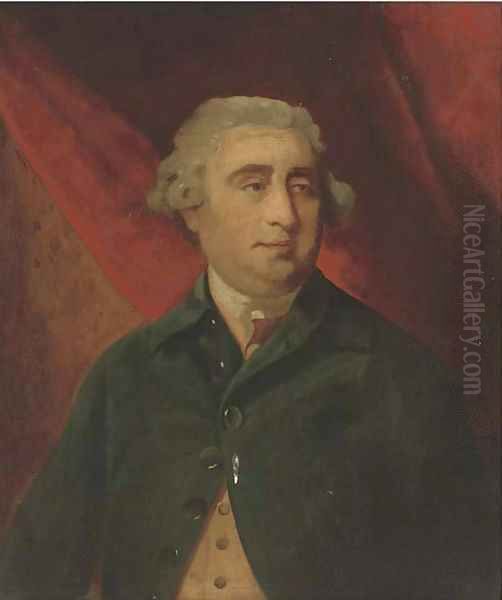 Portrait of Charles James Fox, M.P. (1749-1806), half-length, wearing a blue coat and yellow waistcoat, a red curtain beyond - view 1