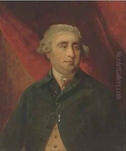 Portrait of Charles James Fox, M.P. (1749-1806), half-length, wearing a blue coat and yellow waistcoat, a red curtain beyond by Sir Joshua Reynolds