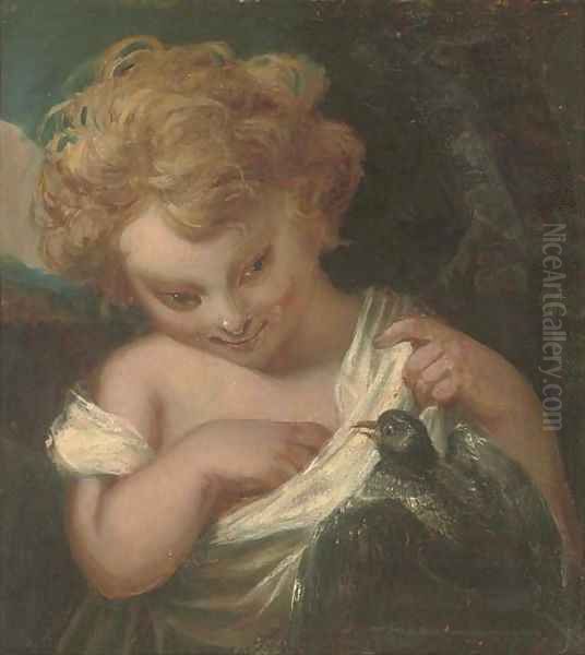 A young girl with a bird - view 1