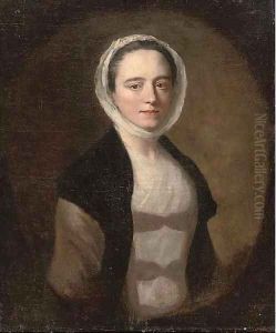 Portrait of a lady, bust-length, in a white dress and black shawl by Allan Ramsay