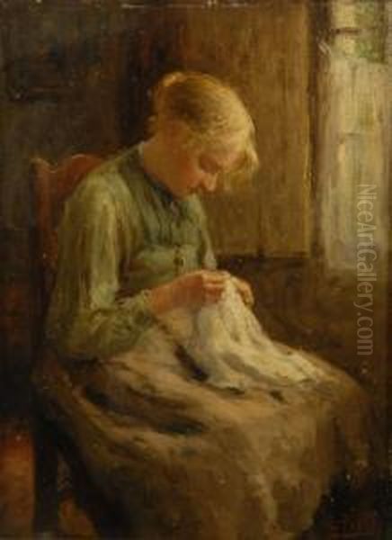 Girl Sewing - view 1