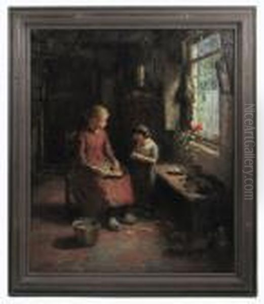 Interior Scene With Mother And Child By Window - view 1