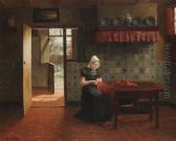 Zeeland Girl Mending Clothes - view 1
