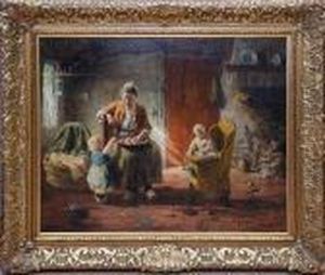 Mother And Children At Play