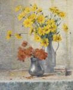Stillleben Mit Blumen Und Schmuckdoschen. Stillleben Mit Blumen Und Schmuckdoschen.