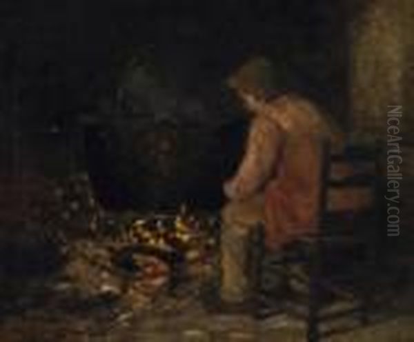 By The Fire. Signed Lower Left: Evert Pieters - view 1