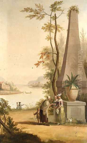 A Fortune Teller and other Figures in extensive river Landscapes - view 1