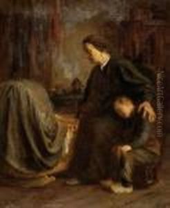 Mother And Child By A Cradle In An Interior by Evert Pieters