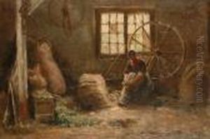 The Wool Spinner. by Evert Pieters