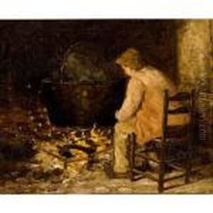 A Farmer Near A Fireplace by Evert Pieters