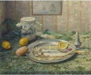 A Kitchen Still Life With Fish And Lemon by Evert Pieters