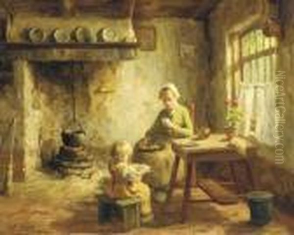 A Mother And Child In A Kitchen Interior - view 1
