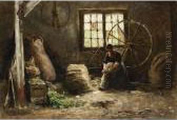 A Peasant Woman Combing Wool - view 1